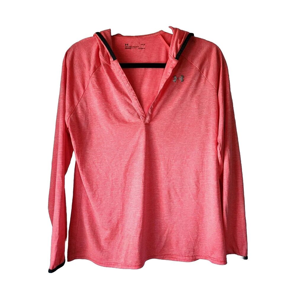 Under Armour Women’s Lightweight HeatGear V-Neck Hoodie - Large, Orange